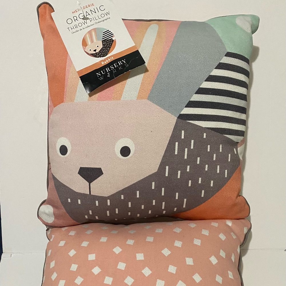 Nursery Organic Throw pillow “Rabbit” design